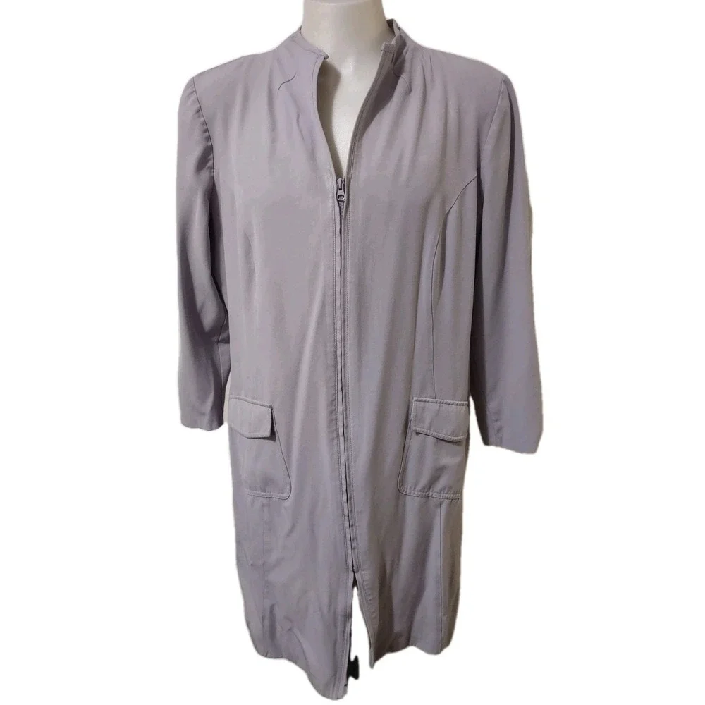 Allison Woods Jacket Women's Size 26W Gray Zip Up Long Sleeve 2 Pockets Stretch‎